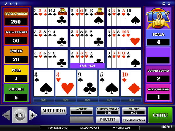 video poker aams
