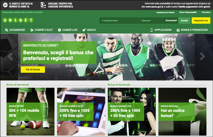 unibet casino AAMS homepage