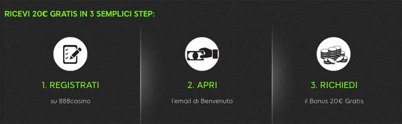 nuovo bonus 888 di 20€